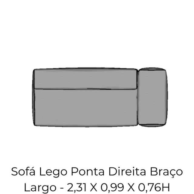 Modulo Sofá Lego Ponta Direita Braço Largo - PDBL9 2,31 X 0,99 X 0,76H