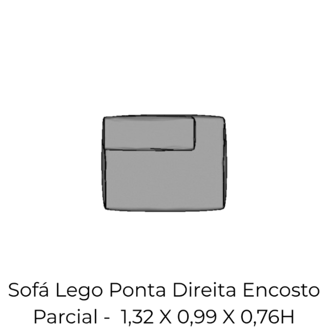 Modulo Sofá Lego Ponta Direita Encosto Parcial - PDEP3 1,32 X 0,99 X 0,76H