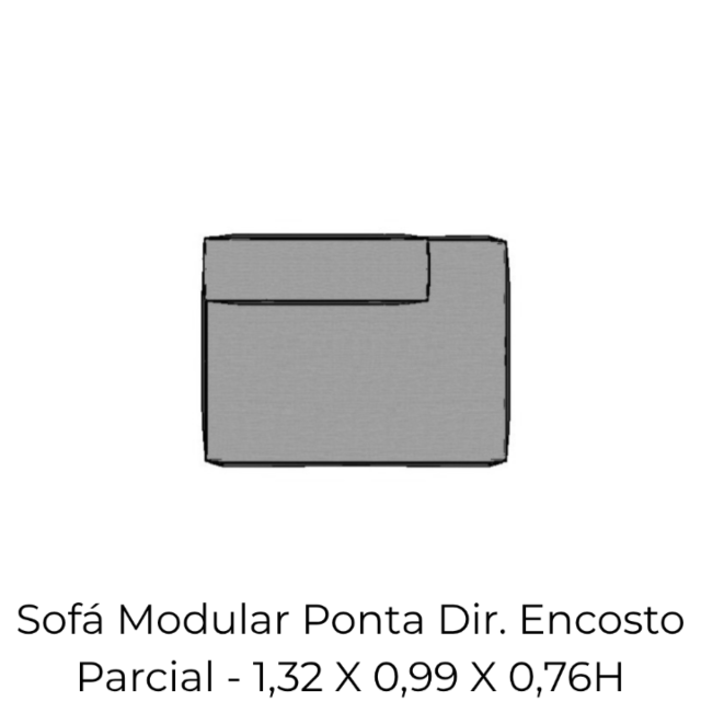 Modulo Sofá Modular Ponta Direita Encosto Parcial - PDEP3 1,32 X 0,99 X 0,76H