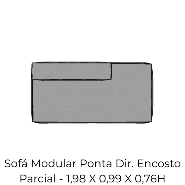 Modulo Sofá Modular Ponta Direita Encosto Parcial - PDEP7 1,98 X 0,99 X 0,76H