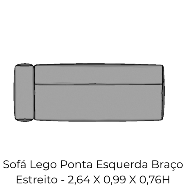 Modulo Sofá Lego Ponta Esq Braço Estreit - PEBE11 2,64 X 0,99 X 0,76H