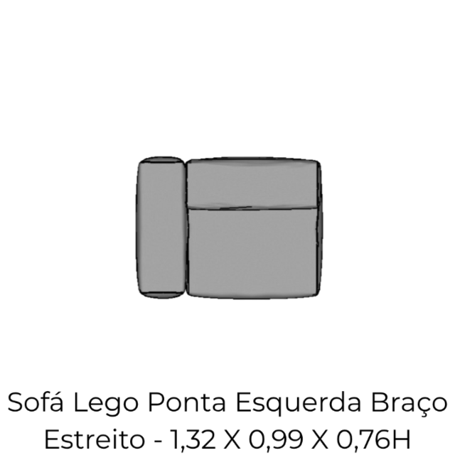 Modulo Sofá Lego Ponta Esquerda Braço Estreito - PEBE3 1,32 X 0,99 X 0,76H