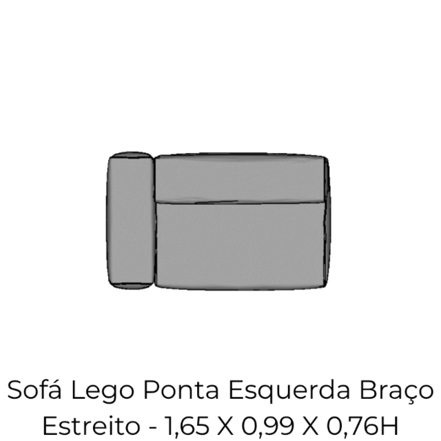 Modulo Sofá Lego Ponta Esq Braço Estreito - PEBE5 1,65 X 0,99 X 0,76H
