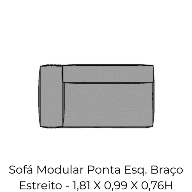 Modulo Sofá Modular Ponta Esq Braço Estreito - PEBE6 1,81 X 0,99 X 0,76H