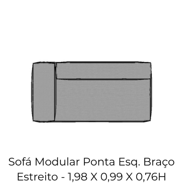 Modulo Sofá Modular Ponta Esquerda Braço Estreito - PEBE7 1,98 X 0,99 X 0,76H