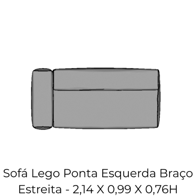 Modulo Sofá Lego Ponta Esquerda Braço Estreita - PEBE8 2,14 X 0,99 X 0,76H