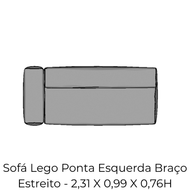 Modulo Sofá Lego Ponta Esquerda Braço Estreito - PEBE9 2,31 X 0,99 X 0,76H
