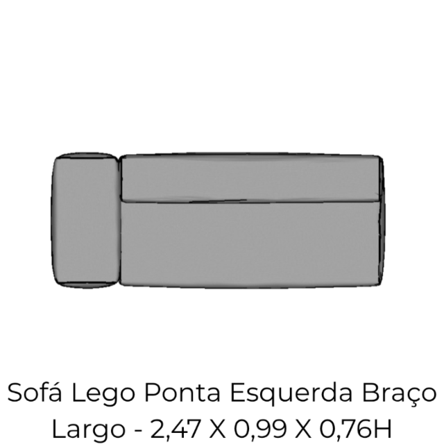 Modulo Sofá Lego Ponta Esq Braço Largo - PEBL10 2,47 X 0,99 X 0,76H
