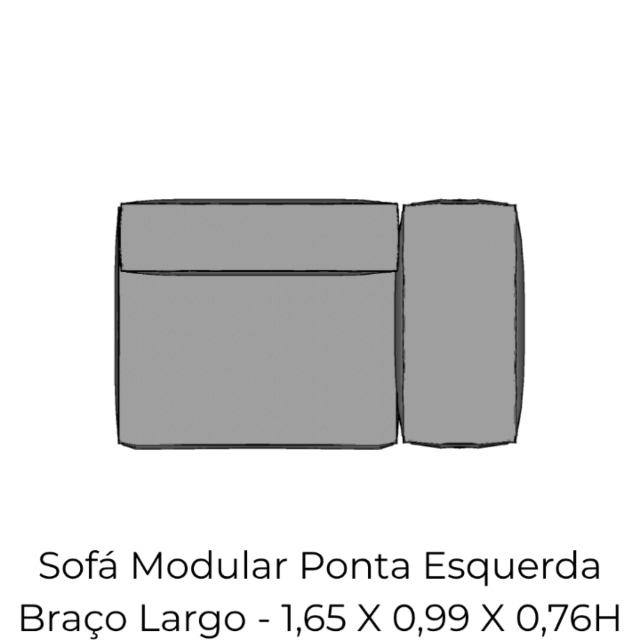 Modulo Sofá Modular Ponta Esquerda Braço Largo - PEBL5 1,65 X 0,99 X 0,76H