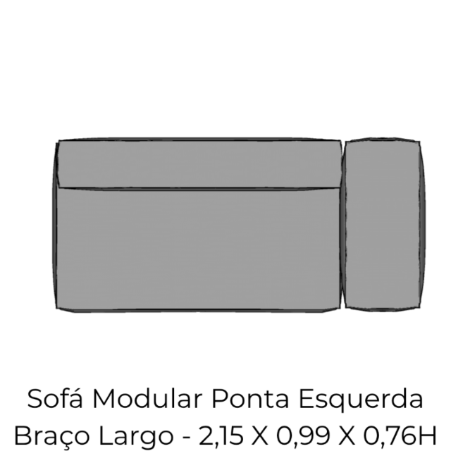 Modulo Sofá Modular Ponta Esquerdan Braço Largo - PEBL8 2,15 X 0,99 X 0,76H