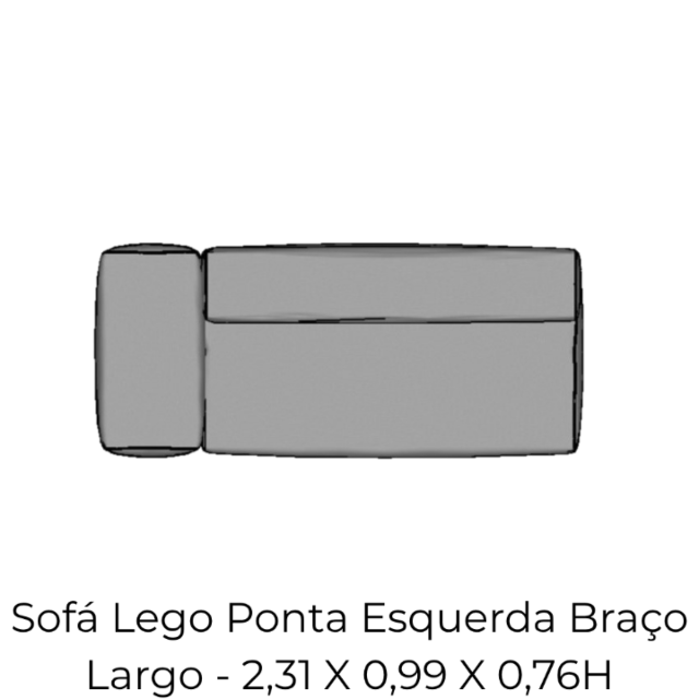 Modulo Sofá Lego Ponta Esq Braço Largo - PEBL9 2,31 X 0,99 X 0,76H
