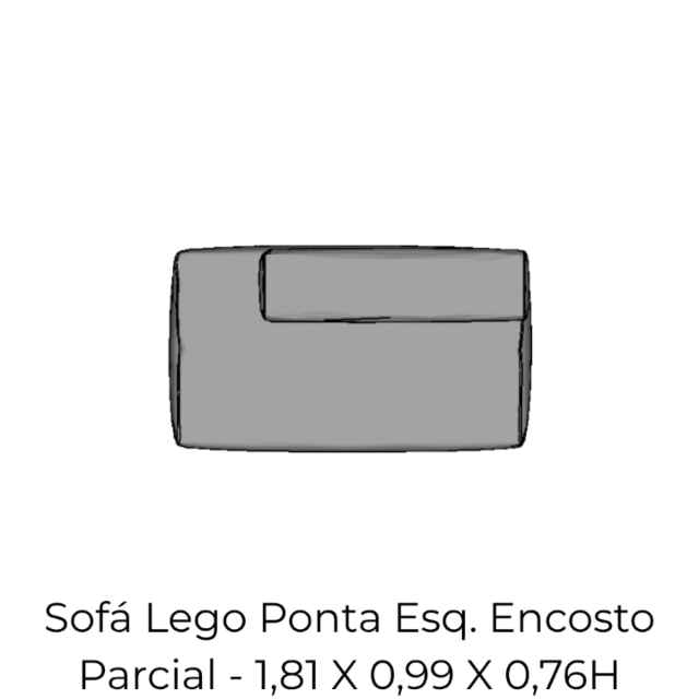Modulo Sofá Lego Ponta Esquerda Encosto Parcial - PEEP6 1,81 X 0,99 X 0,76H