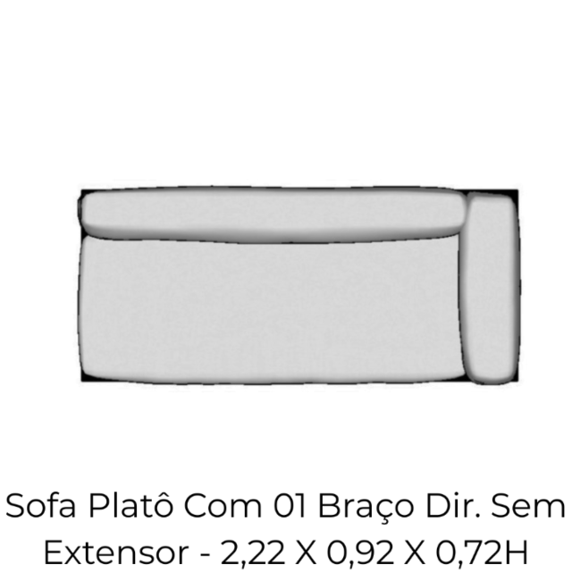 Modulo Sofa Platô Com 01 Braço Dir Sem Extensor - 2,22 X 0,92 X 0,72H
