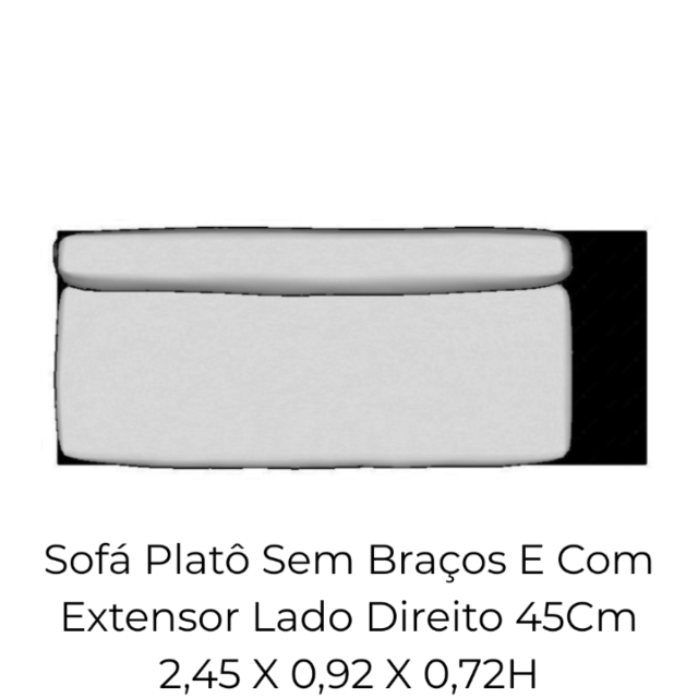 Modulo Sofá Platô Sem Braços E Com Extensor Lado Dir. 45Cm - 2,45 X 0,92 X 0,72H