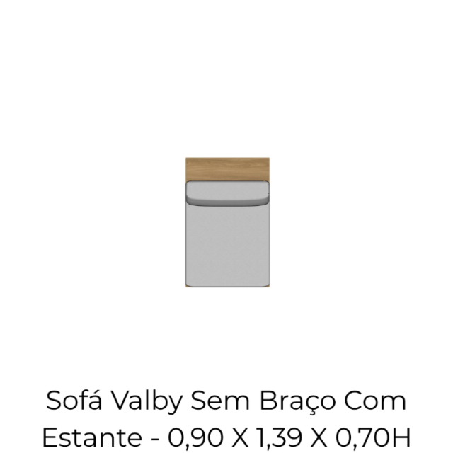 Módulo Sofá Valby Sem Braço Com Estante - 0,90 X 1,39 X 0,70H