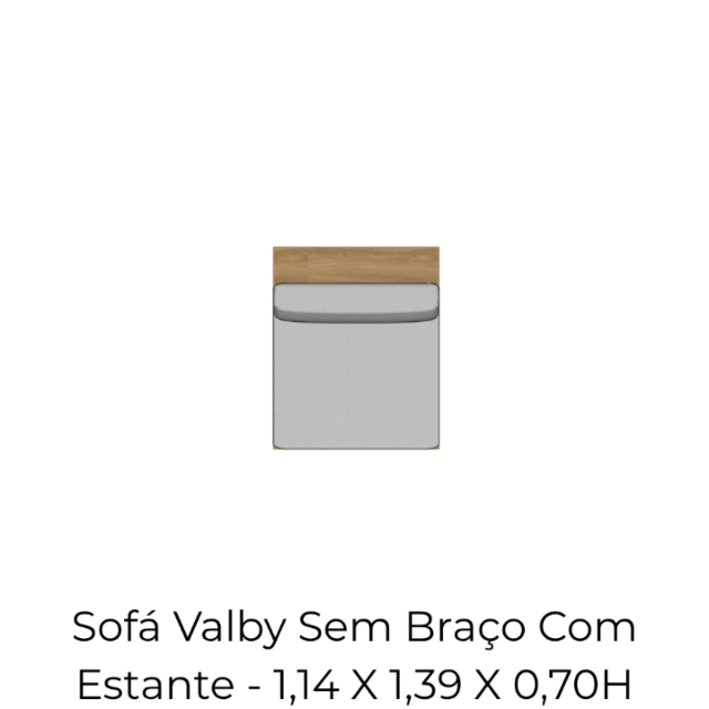 Módulo Sofá Valby Sem Braço Com Estante - 1,14 X 1,39 X 0,70H