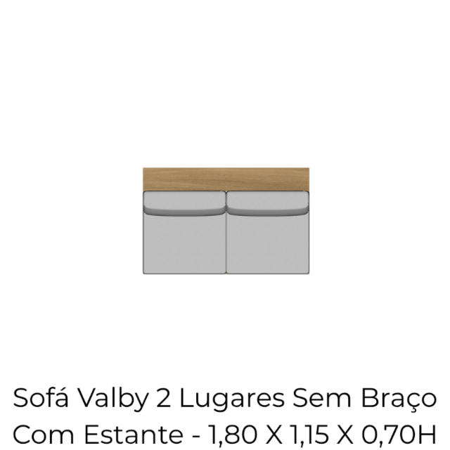 Módulo Sofá Valby 2 Lugares Sem Braço Com Estante - 1,80 X 1,15 X 0,70H