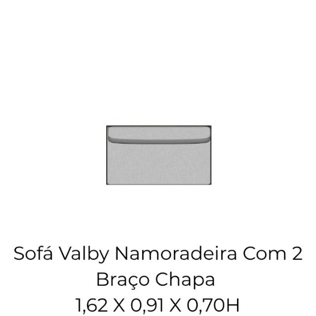 Módulo Sofá Valby Namoradeira Com 2 Braço Chapa - 1,62 X 0,91 X 0,70H