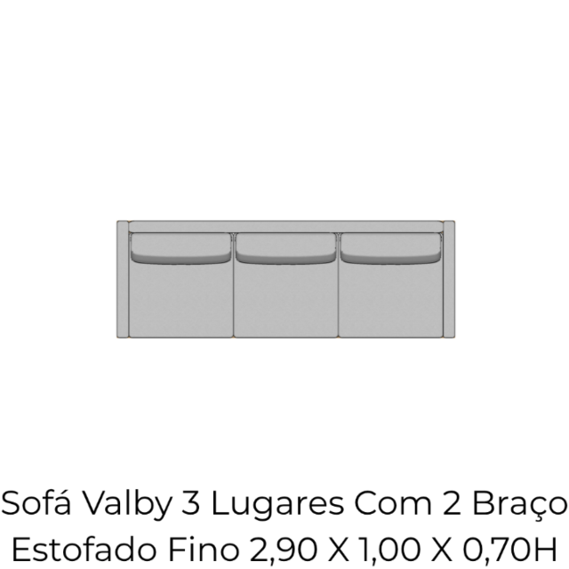 Módulo Sofá Valby 3 Lugares Com 2 Braço Estofado Fino - 2,90 X 1,00 X 0,70H
