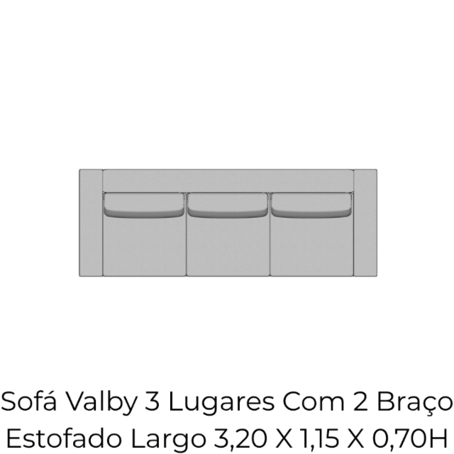 Módulo Sofá Valby 3 Lugares Com 2 Braço Estofado Largo - 3,20 X 1,15 X 0,70H