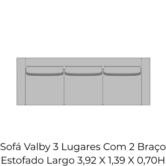 Módulo Sofá Valby 3 Lugares Com 2 Braço Estofado Largo - 3,92 X 1,39 X 0,70H