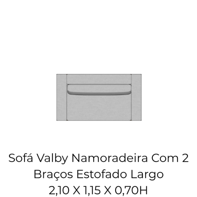 Módulo Sofá Valby Namoradeira Com 2 Braço Estofado Largo - 2,10 X 1,15 X 0,70H