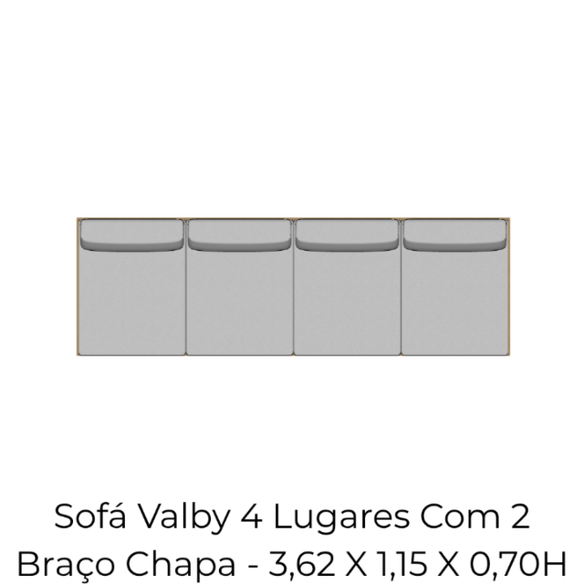 Módulo Sofá Valby 4 Lugares Com 2 Braço Chapa - 3,62 X 1,15 X 0,70H