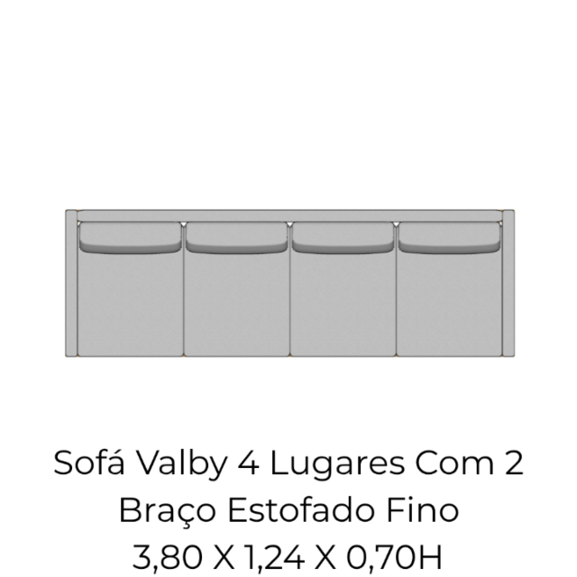 Módulo Sofá Valby 4 Lugares Com 2 Braço Estofado Fino - 3,80 X 1,24 X 0,70H