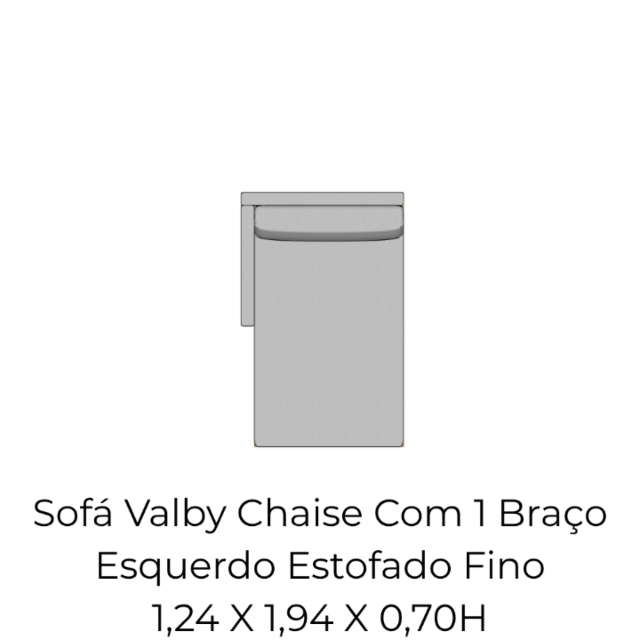 Módulo Sofá Valby Chaise Com 1 Braço Esquerdo Estofado Fino - 1,24 X 1,94 X 0,70H