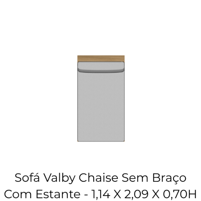 Módulo Sofá Valby Chaise Sem Braço Com Estante - 1,14 X 2,09 X 0,70H
