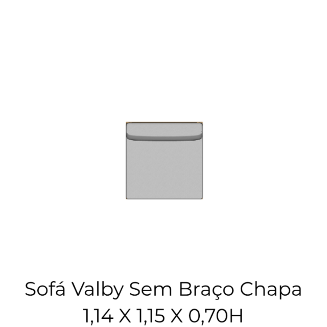 Módulo Sofá Valby Sem Braço Chapa - 1,14 X 1,15 X 0,70H