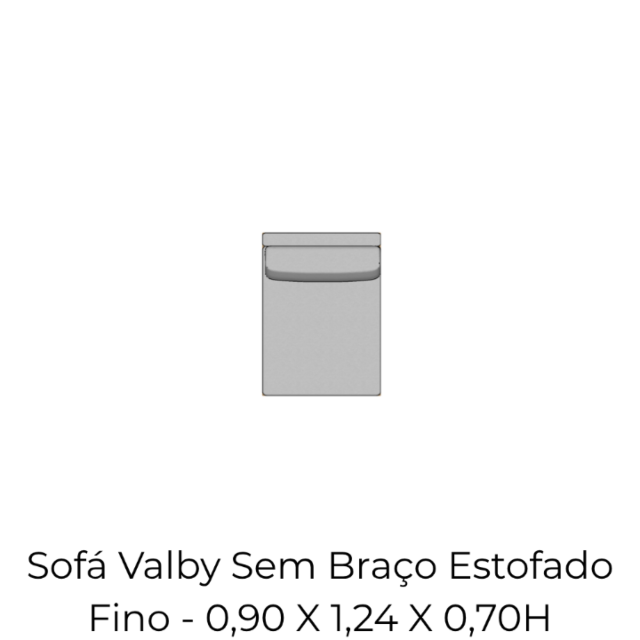 Módulo Sofá Valby Sem Braço Estofado Fino - 0,90 X 1,24 X 0,70H