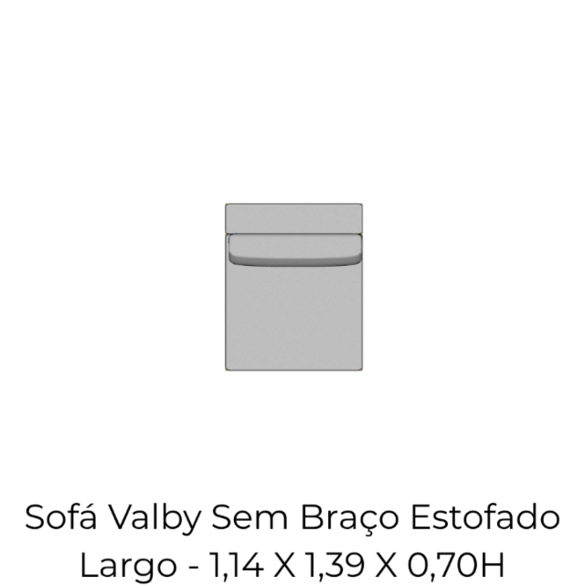Módulo Sofá Valby Sem Braço Estofado Largo - 1,14 X 1,39 X 0,70H