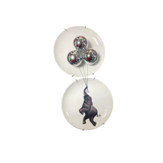 Conjunto 2 Pratos Elefante Balões Prata 638 SR12270