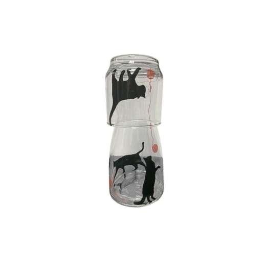Moringa De Vidro Com Copo - Gatos 120 SR12285