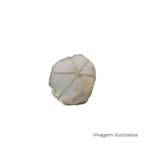 Pedra Porta Copo Quartzo Branco Conj 4Pc Banhado SR12728