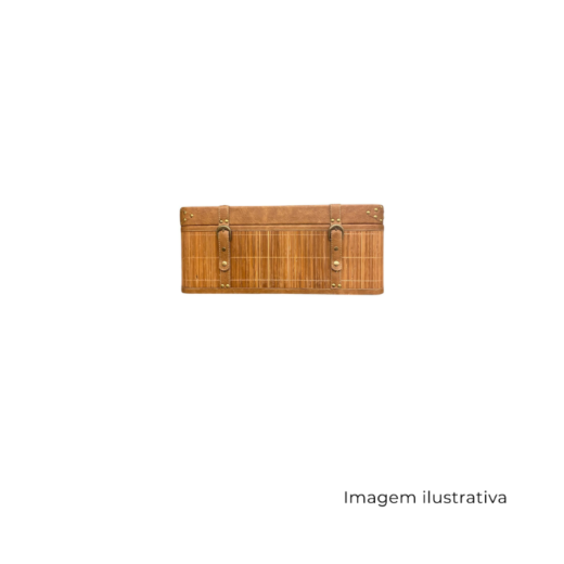 Baú De Madeira E Couro Sintético M P1725M SR13232