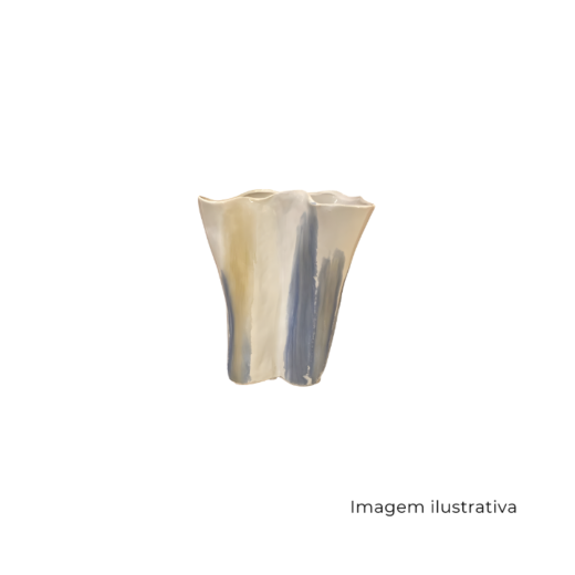 Vaso Decorativo Cerâmica Branco Azul 28X23X14 SR13251