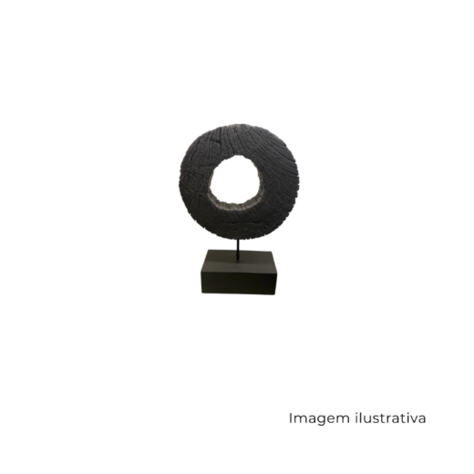 Escultura De Madeira E Metal Ebanizado P 68010 SR13415