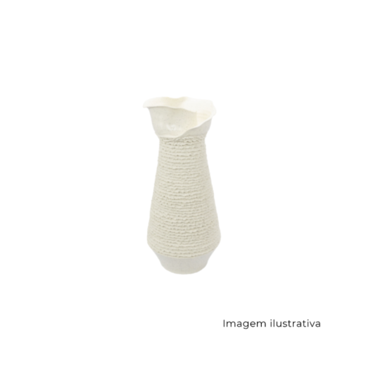 Vaso Em Cerâmica Bege Com Detalhes 65804 SR 12377