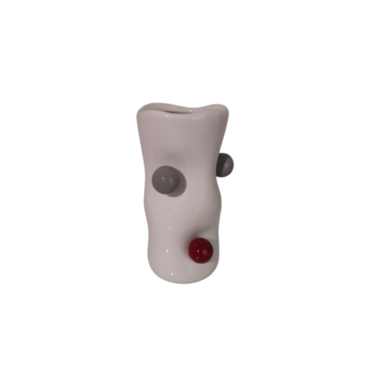 VASO DOTS BRANCO CINZA COL VER 21CM M 371211 SRC5005