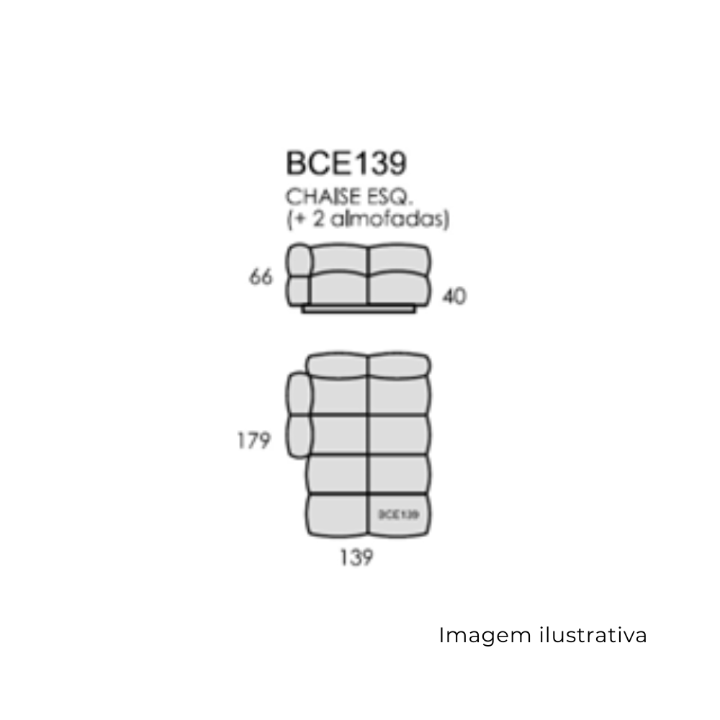 Módulo Sofá Block Chaise Esquerda Com Braço BCE139 - 1,39 X 1,79 452656
