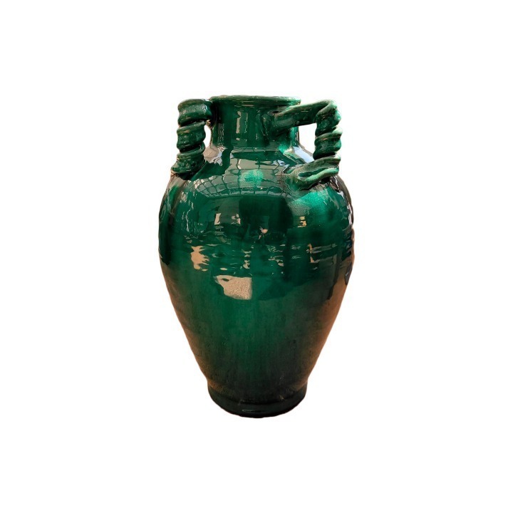 Vaso De Ceramica 1190 Formato Taça Com Alças Torcidas SR10704