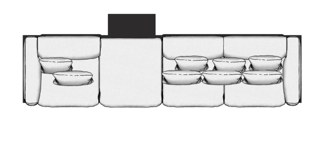 Módulo Sofá Lonzo 04 Lugares Com Puff Mesa Rebatida - 4,12 X 1,00 X 0,75H