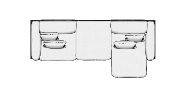 Módulo Sofá Lonzo 03 Lugares Com Chaise e Puff sem Mesa - 3,22 X 1,40 X 0,75H