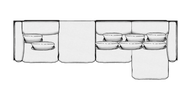 Módulo Sofá Lonzo 04 Lugares Com Chaise e Puff sem Mesa - 4,12 X 1,40 X 0,75H