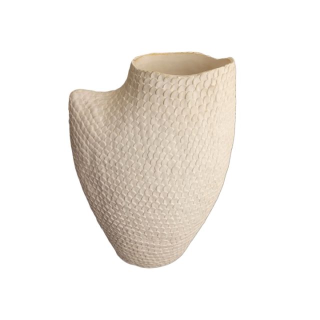 Vaso De Porcelana Branco Escamado B SR10107