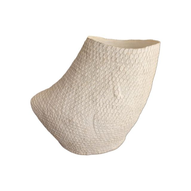Vaso De Porcelana Branco Escamado B SR10108