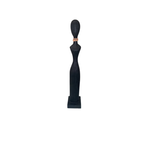 Escultura WR Preta Base Madeira SR11203